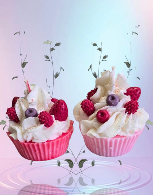 Bougies cupcake fruits rouges